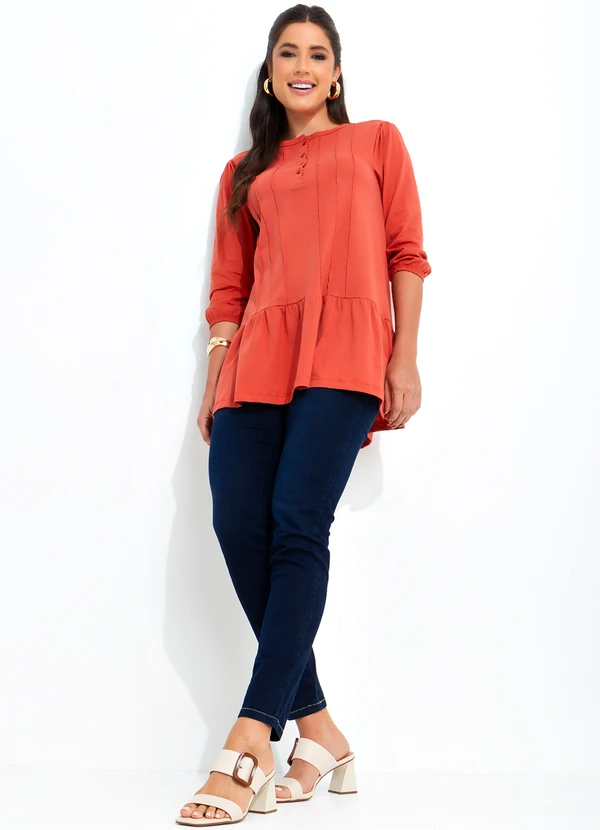 bonprix - Blusa Alongada Manga 3/4 Ferrugem 3