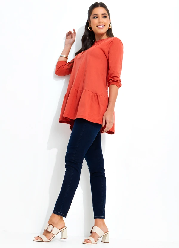 bonprix - Blusa Alongada Manga 3/4 Ferrugem 4