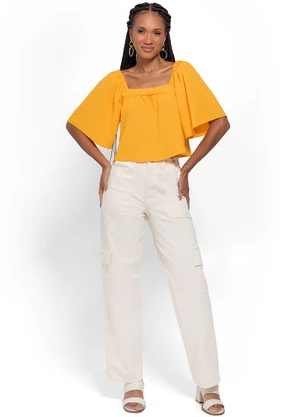 Enfim - Blusa Amarela Ampla em Jacquard - ENFIM