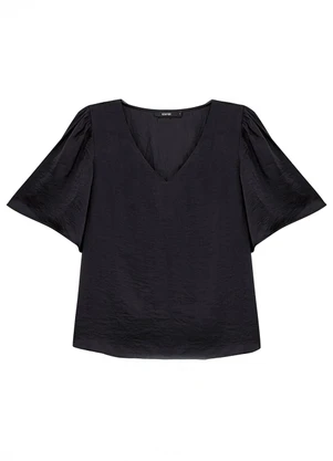 Enfim - Blusa Ampla Acetinada Preto - ENFIM