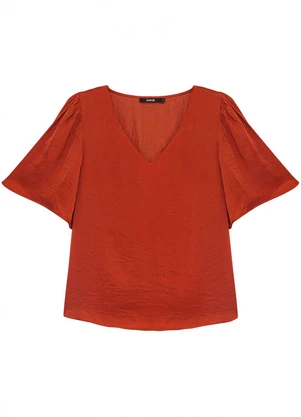Enfim - Blusa Ampla Acetinada Terracota - ENFIM