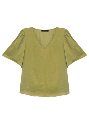 Enfim - Blusa Ampla Acetinada Verde Menta - ENFIM