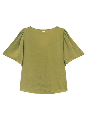 Enfim - Blusa Ampla Acetinada Verde Menta - ENFIM