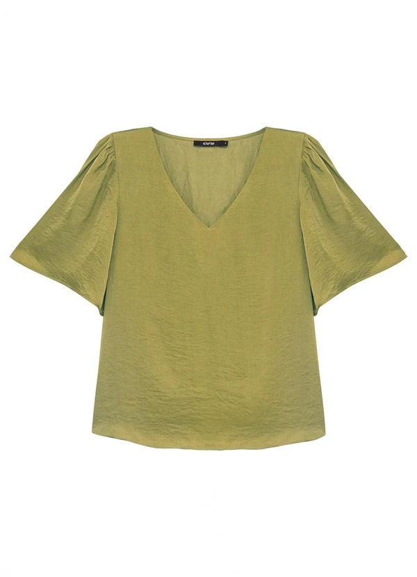 Enfim - Blusa Ampla Acetinada Verde Menta