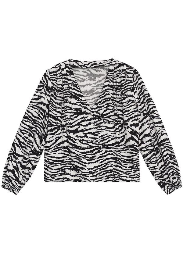 Enfim - Blusa Ampla Animal Print em Viscose Branco 3