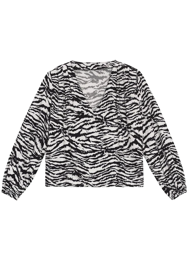 Enfim - Blusa Ampla Animal Print em Viscose Branco 3