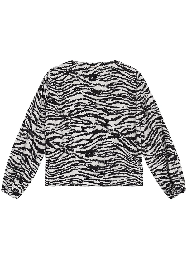 Enfim - Blusa Ampla Animal Print em Viscose Branco 4