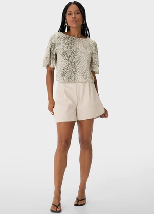 Enfim - Blusa Ampla Animal Print em Viscose Cinza Esverde - ENFIM
