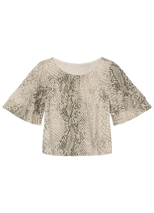 Enfim - Blusa Ampla Animal Print em Viscose Cinza Esverde 3