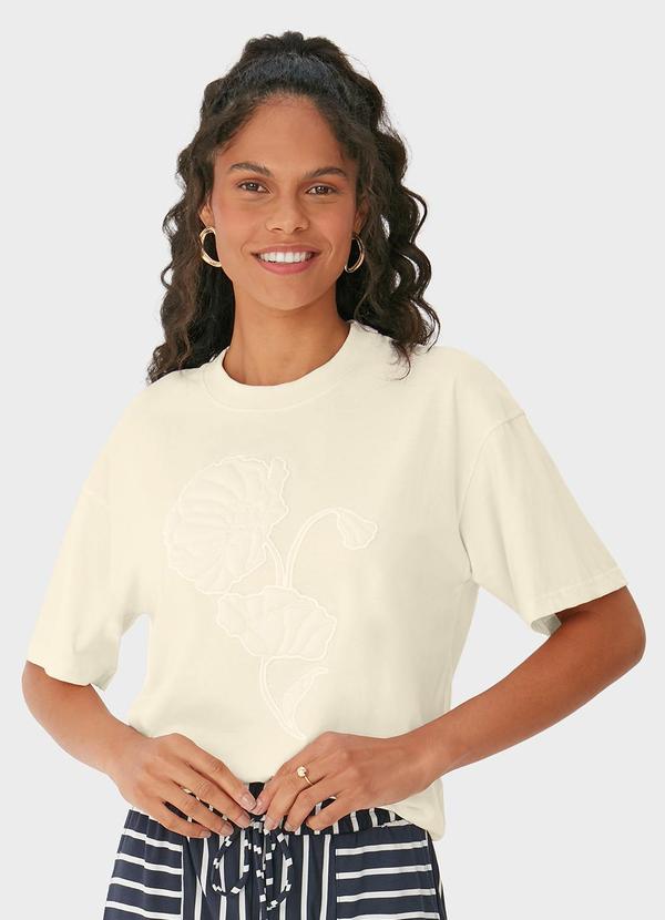 Malwee - Blusa Ampla Bordada Off White