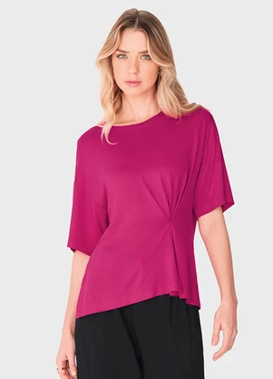 Enfim - Blusa Ampla com Franzido Fúcsia - ENFIM