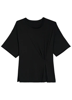Enfim - Blusa Ampla com Franzido Preto - ENFIM
