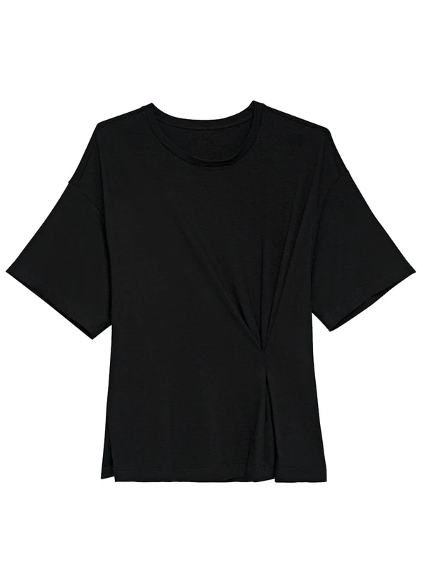 Enfim - Blusa Ampla com Franzido Preto