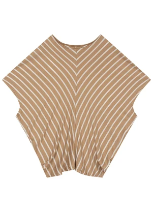 Malwee - Blusa Ampla em Viscose Listrada Bege - MALWEE