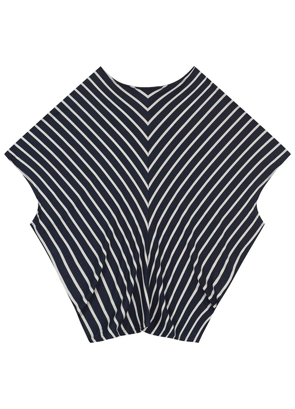 Malwee - Blusa Ampla em Viscose Listrada Branco