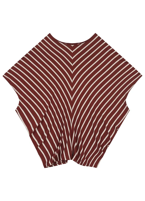 Malwee - Blusa Ampla em Viscose Listrada Vermelho