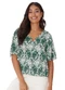 Malwee - Blusa Ampla Folhagens em Viscose Verde - variação: Rosa