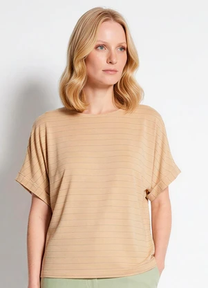 Malwee - Blusa Ampla em Viscose Texturizada Bege - MALWEE