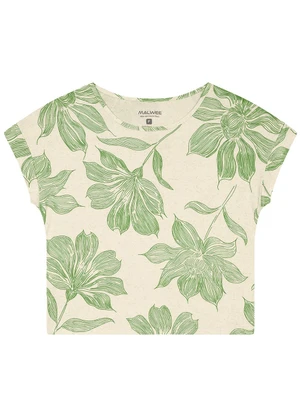 Malwee - Blusa Ampla Floral em Viscolinho Verde Claro - MALWEE