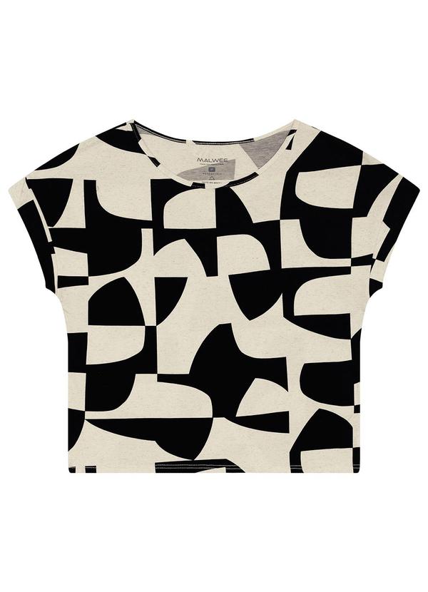 Malwee - Blusa Ampla Geométrica em Viscolinho Preto