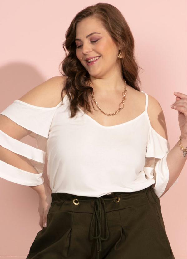 Quintess - Blusa Ampla Off White com Transparência 6