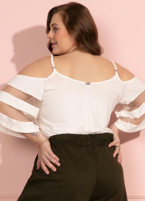 Quintess - Blusa Ampla Off White com Transparência 7