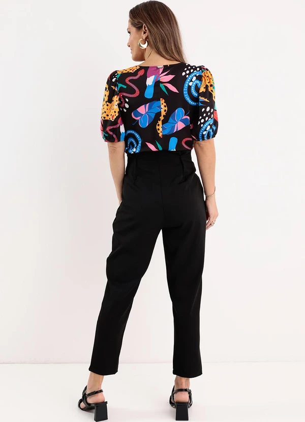 Quintess - Blusa Animais Decote Canoa com Mangas Bufantes 10