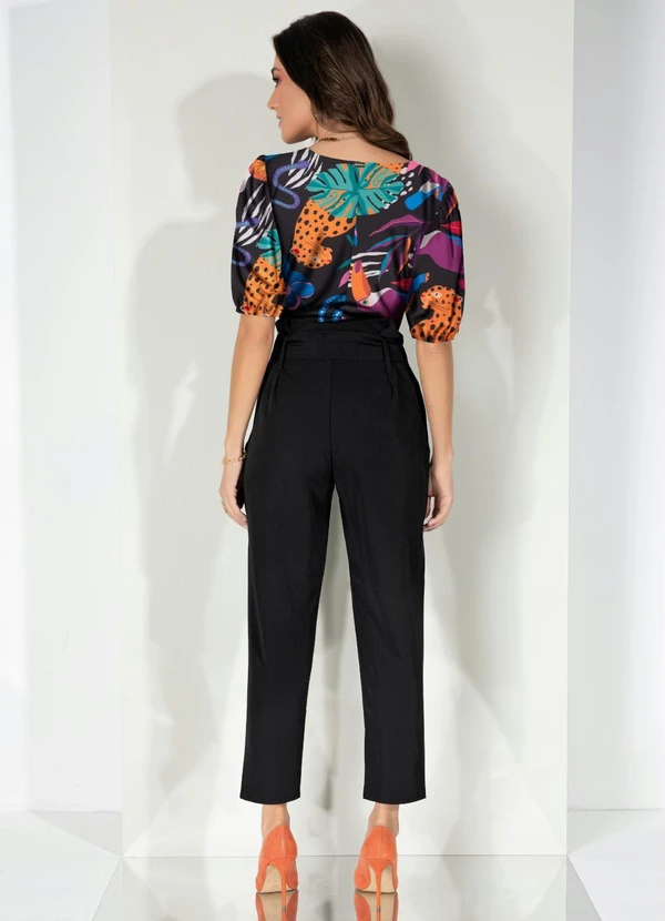 Quintess - Blusa Animais Decote Canoa com Mangas Bufantes 5