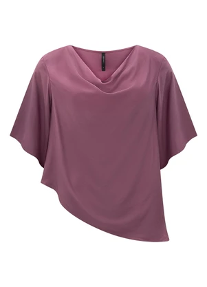 Lunender - Blusa Assimétrica Alongada com Mangas 3/4 Bordo - LUNENDER