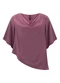 Lunender - Blusa Assimétrica Alongada com Mangas 3/4 Marrom - variação: Bordo