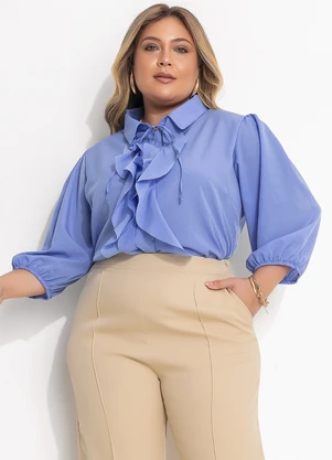 Quintess - Blusa Azul em Crepe Plano - QUINTESS