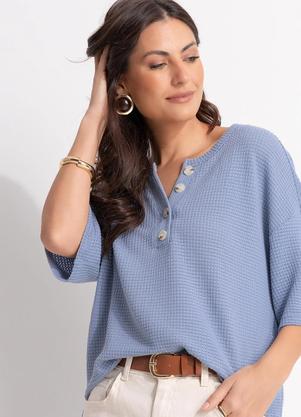 Blusa (Azul) em Malha de Tricot