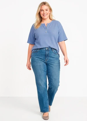 Quintess - Blusa Azul em Malha de Tricot - QUINTESS