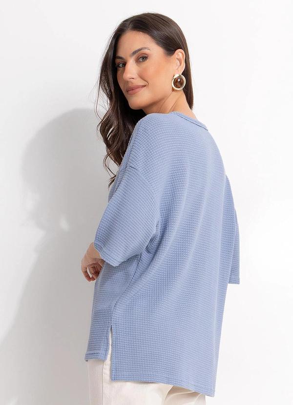 Quintess - Blusa Azul em Malha de Tricot 2