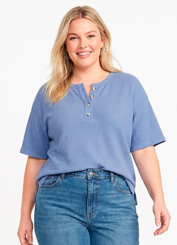 Quintess - Blusa Azul em Malha de Tricot 7