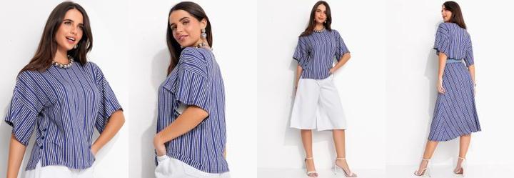 Blusa Azul em Malha de Viscose