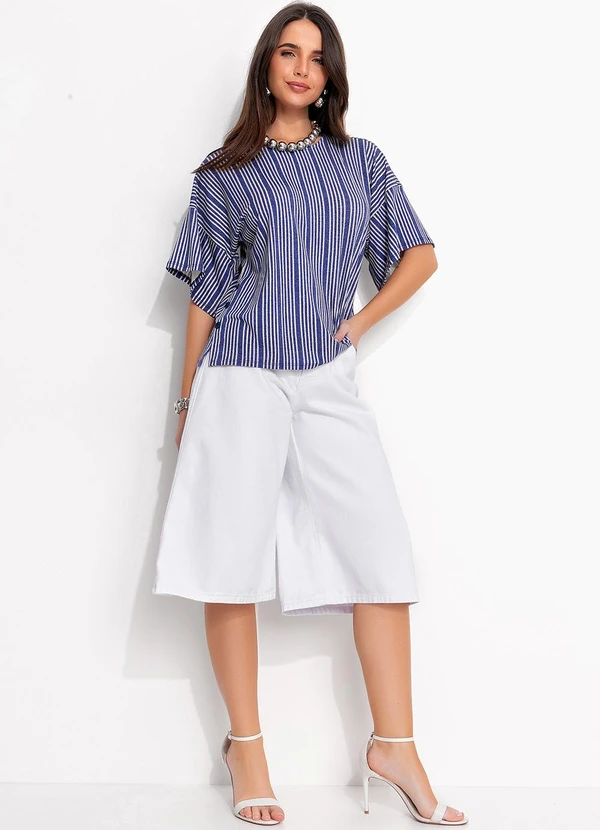 Quintess - Blusa Azul em Malha de Viscose 3