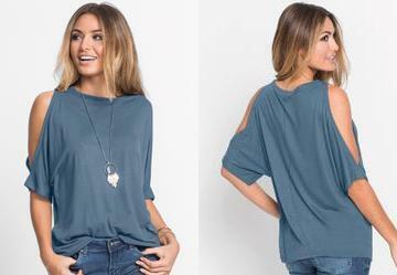 Blusa Azul em Malha de Viscose