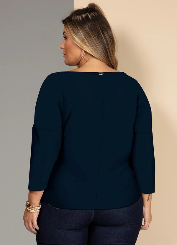 Quintess - Blusa Azul Marinho em Malha de Viscose 12
