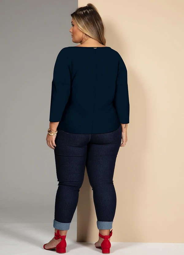 Quintess - Blusa Azul Marinho em Malha de Viscose 14