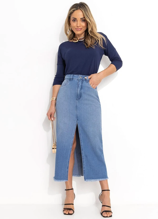 Quintess - Blusa Azul Marinho em Malha de Viscose 3