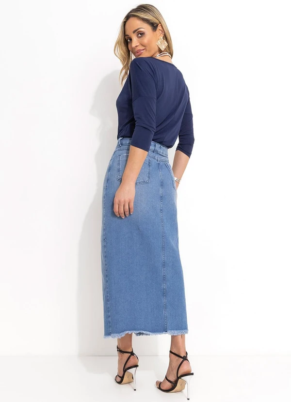 Quintess - Blusa Azul Marinho em Malha de Viscose 5