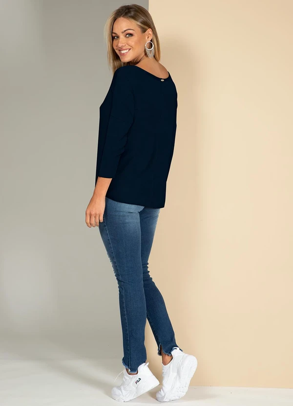 Quintess - Blusa Azul Marinho em Malha de Viscose 10