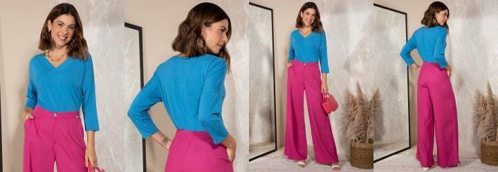 Blusa Azul Safira em Malha de Viscose