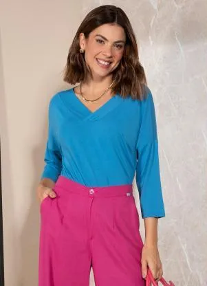 Quintess - Blusa Azul Safira em Malha de Viscose - QUINTESS