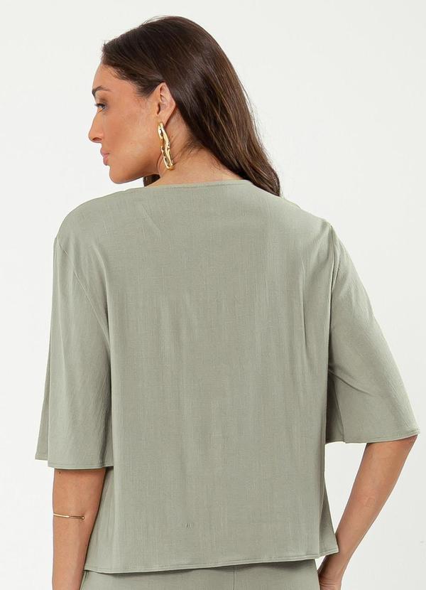 Cativa - Blusa Bata Decote Gota em Viscose Verde 2