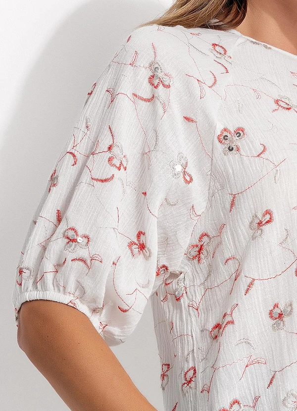 Quintess - Blusa Bordado Flores em Cambraia 6