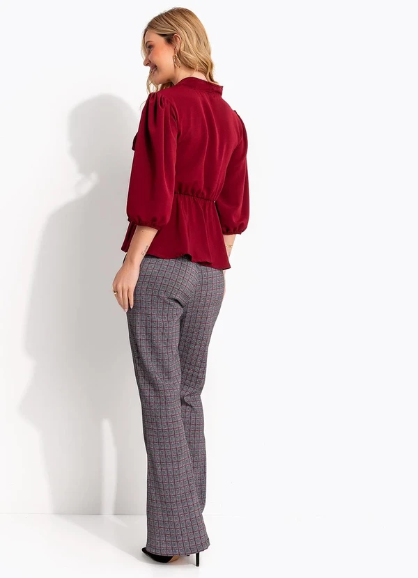 Quintess - Blusa Bordô em Crepe Plano 2