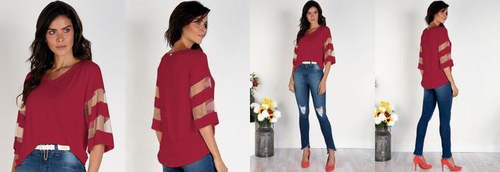 Blusa Bord� em Malha de Viscose