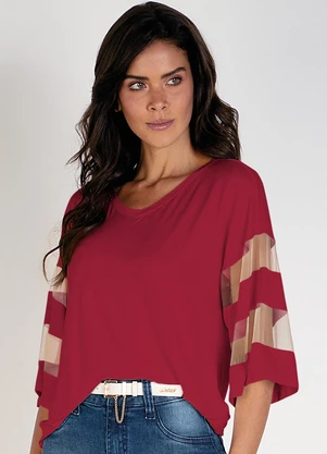Quintess - Blusa Bordô em Malha de Viscose - QUINTESS